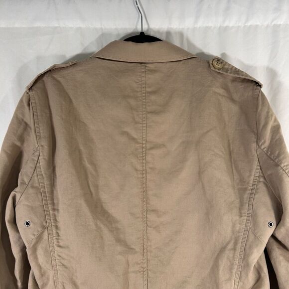 H.E. by Mango Linen Blend Jacket Women's Small Beige Button Up Front Pockets - Picture 7 of 9